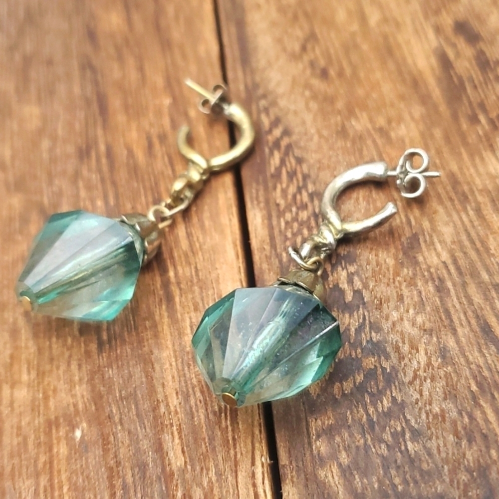 E138 sterling faceted chandelier drop earrings for pierced ears